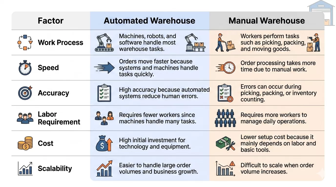 Understanding the Difference Between Automated vs Manual Warehouse